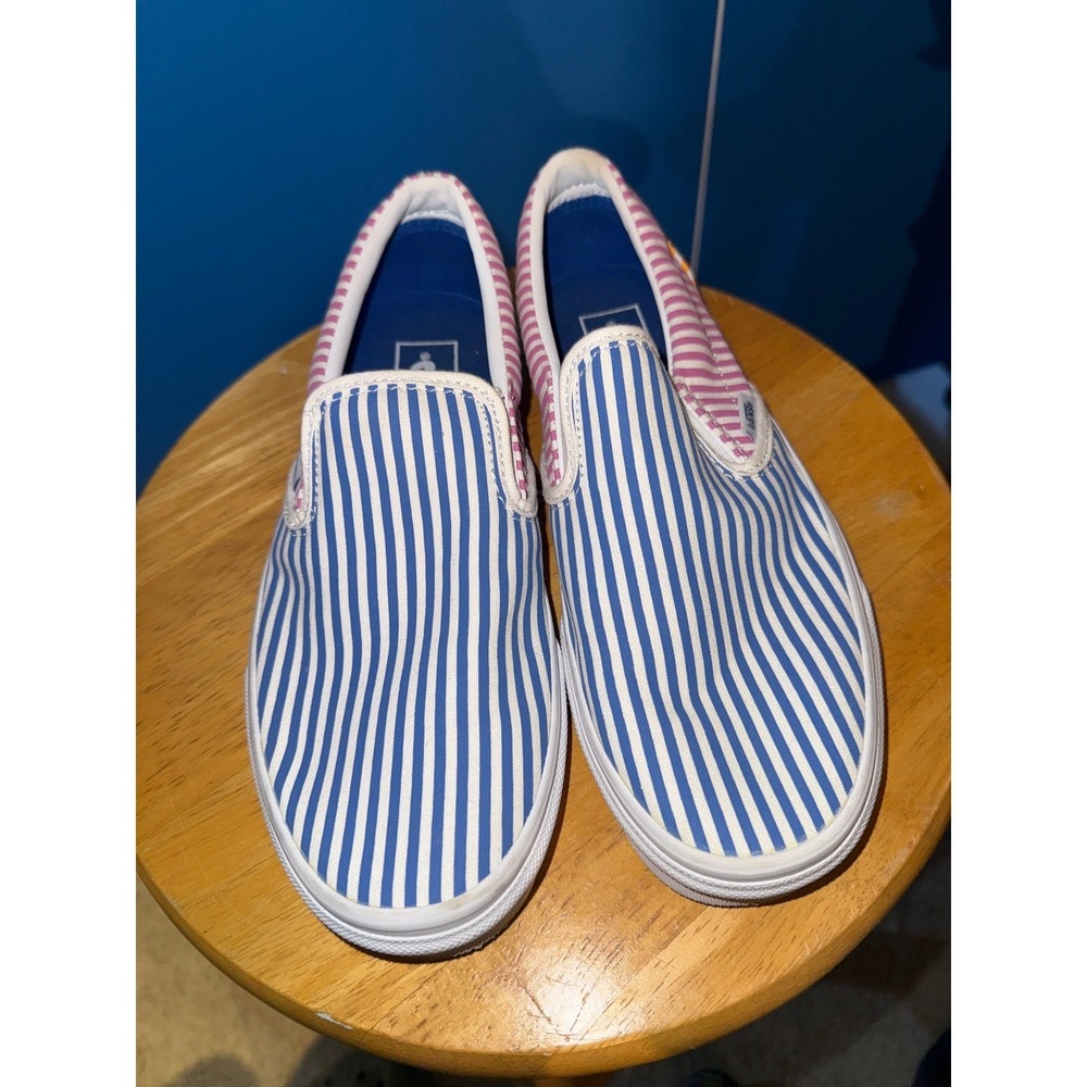 Vans Classic Slip On Striped Multi Color Blue Pink Orange Mens 6.5 Womens 8